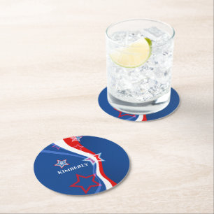 Dessous De Verre Rond Un drapeau américain Abstrait