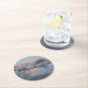 Dessous De Verre Rond Un nouveau jour -* Peinture de cheval