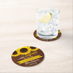 Dessous De Verre Rond Un Petit Tournesol Est En Route ! Baby shower