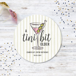 Dessous De Verre Rond Un peu plus âgé Pink Martini Cocktail Anniversaire