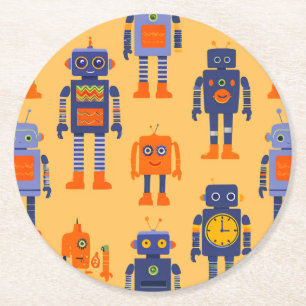 Dessous De Verre Rond un repas amusant avec un robot et un enfant