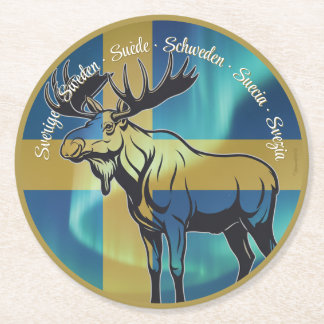 Dessous De Verre Rond Underlägg — Sweden, moose