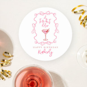 Dessous De Verre Rond Une fête d'anniversaire Martini avec des gribouill