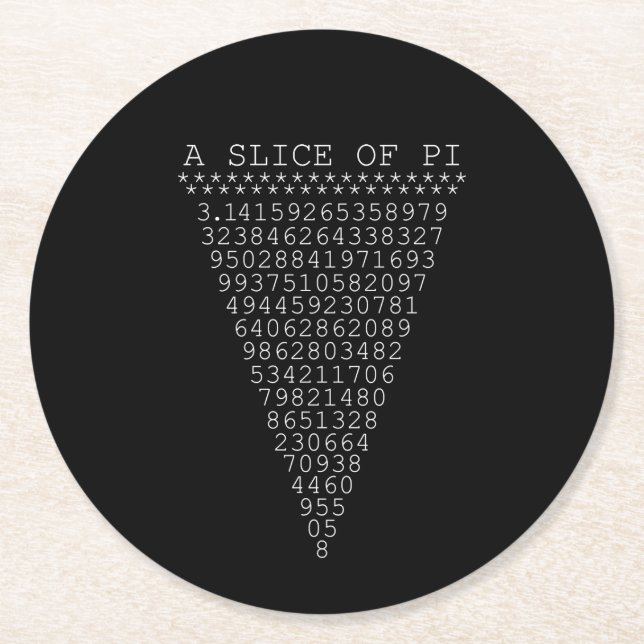 Dessous De Verre Rond Une tranche de typographie de Pi (Devant)