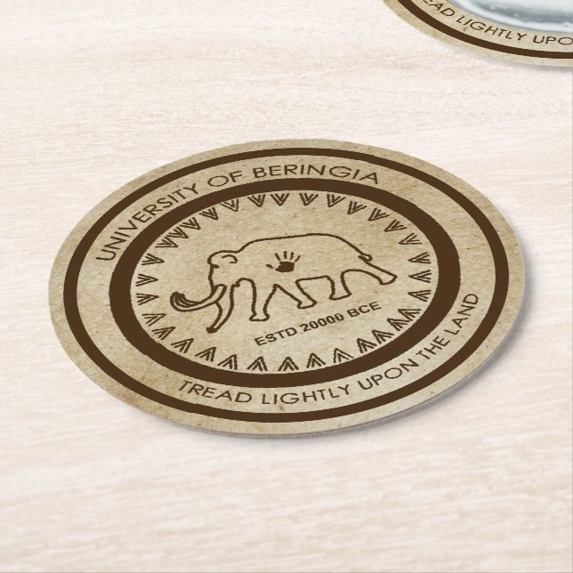 Dessous De Verre Rond Université de Beringia Mammoth Seal (Incliné)