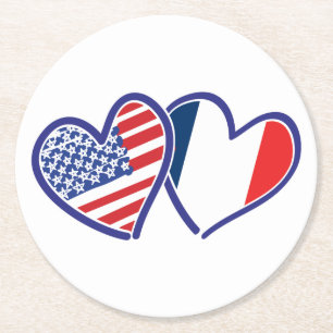 Dessous De Verre Rond USA—France-Love