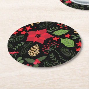 Dessous De Verre Rond Vacances de Noël de poinsettia