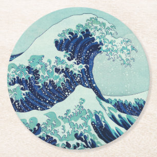 Dessous De Verre Rond Vagues bleues Hokusai