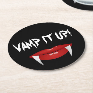 Dessous De Verre Rond "VAMP IT UP !" Vampire Fangs Halloween
