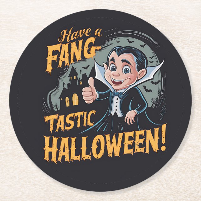 Dessous De Verre Rond Vampire Funny ont une Halloween fantaisiste (Devant)