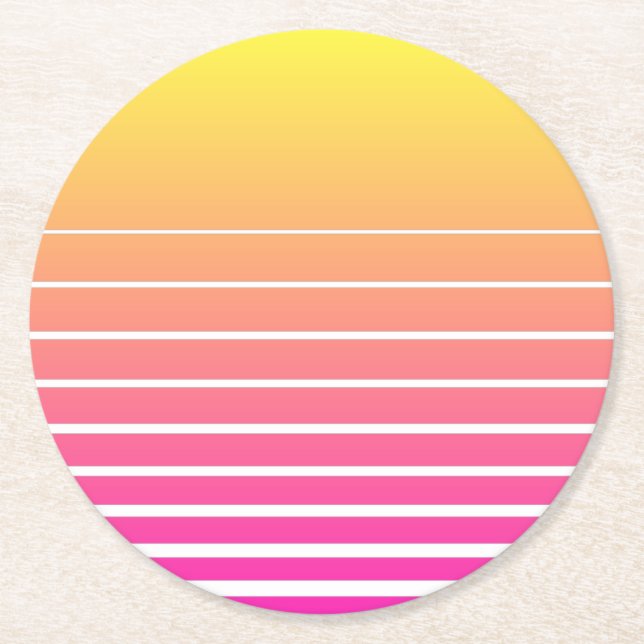 Dessous De Verre Rond Vaporwave Sun (Devant)