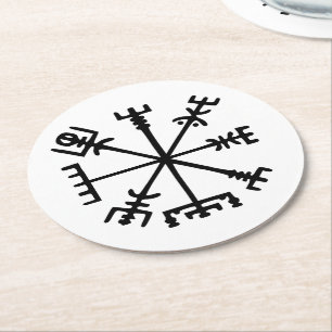 Dessous De Verre Rond Vegvísir (Viking Compass)