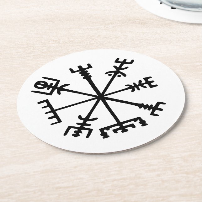 Dessous De Verre Rond Vegvísir (Viking Compass) (Incliné)