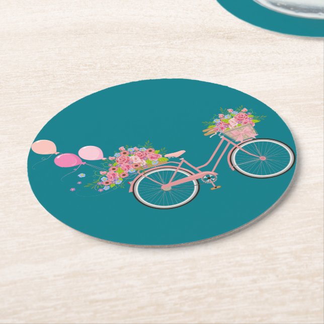 Dessous De Verre Rond Vélo Whimsical Rose (Incliné)
