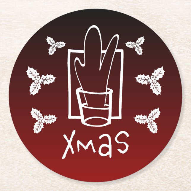 Dessous De Verre Rond Verre de Noël étincelant (Devant)
