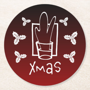 Dessous De Verre Rond Verre de Noël pétillant