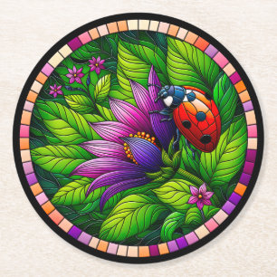 Dessous De Verre Rond Verre tendu de Ladybug