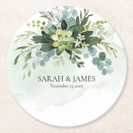 Dessous De Verre Rond Vert doux Mariage Succulent Floral Botanique