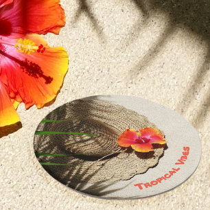 Dessous De Verre Rond Vibes tropicales Casquette Sun