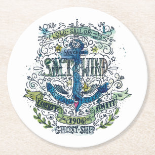 Dessous De Verre Rond Vieille affiche d'Ancre de marin