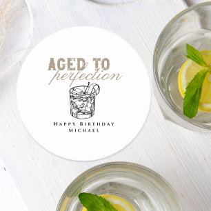 Dessous De Verre Rond Vieilli à la Perfection Whiskey blanc fête d'anniv