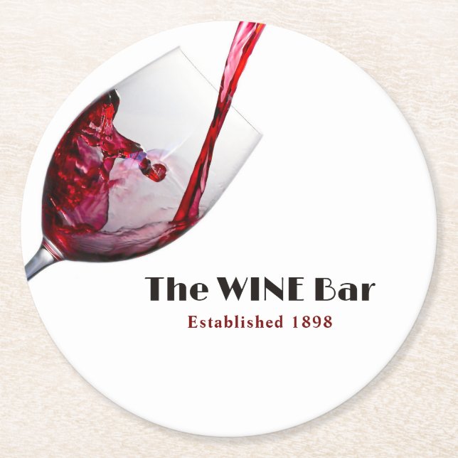 Dessous De Verre Rond Vin Rouge, Bar À Vins/Vin (Devant)