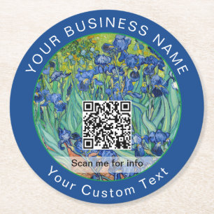 Dessous De Verre Rond Vincent Van Gogh - Irises - Code QR