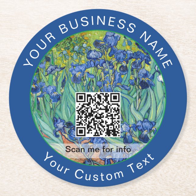Dessous De Verre Rond Vincent Van Gogh - Irises - Code QR (Devant)