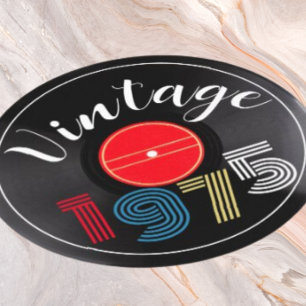 Dessous De Verre Rond Vintage 1975 Retro Stripe Record 50e anniversaire