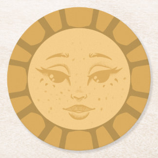 Dessous De Verre Rond Vintage Sun Wedding Coaster