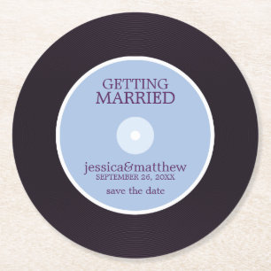 Dessous De Verre Rond Vinyl Record Wedding Save the Date Mariage