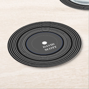 Dessous De Verre Rond Vinyle Lp noir personnalisé