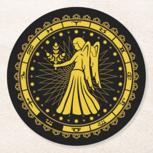 Dessous De Verre Rond Virgo - Signe Zodiaque - Symbole - Horoscope