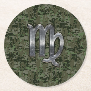 Dessous De Verre Rond Virgo Zodiac Connexion Camion numérique vert