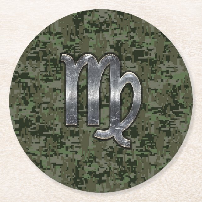 Dessous De Verre Rond Virgo Zodiac Connexion Camion numérique vert (Devant)