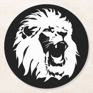 Dessous De Verre Rond Visage du lion rugissant
