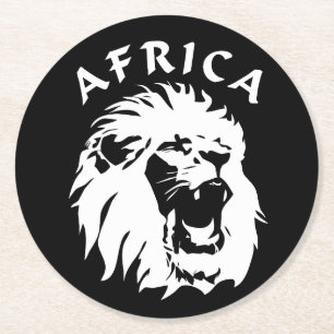 Dessous De Verre Rond Visage du lion rugissant Afrique