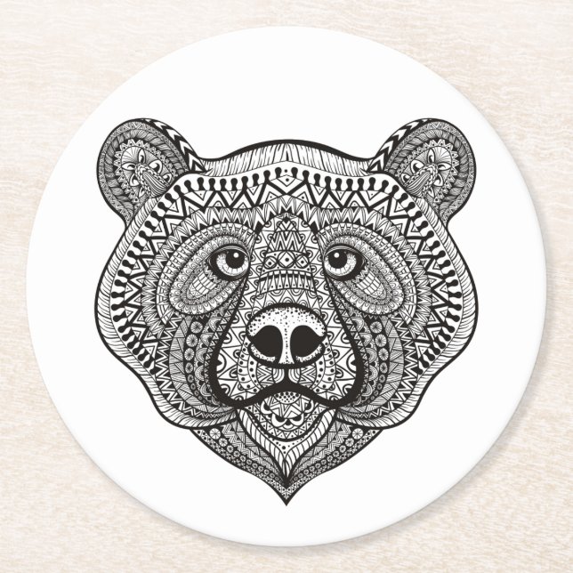 Dessous De Verre Rond Visage inspiré d'ours (Devant)