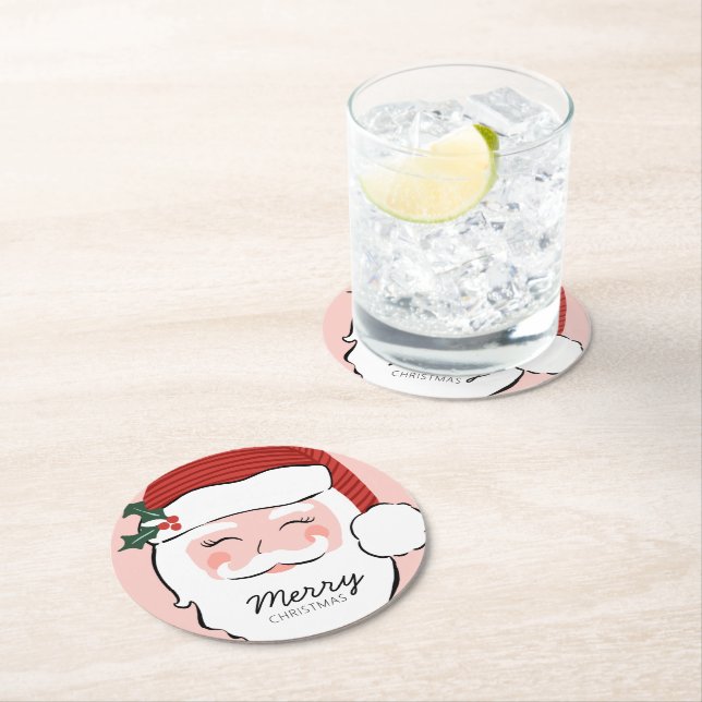 Dessous De Verre Rond Visage Père Noël joyeux | Joyeux Noël (En situation)