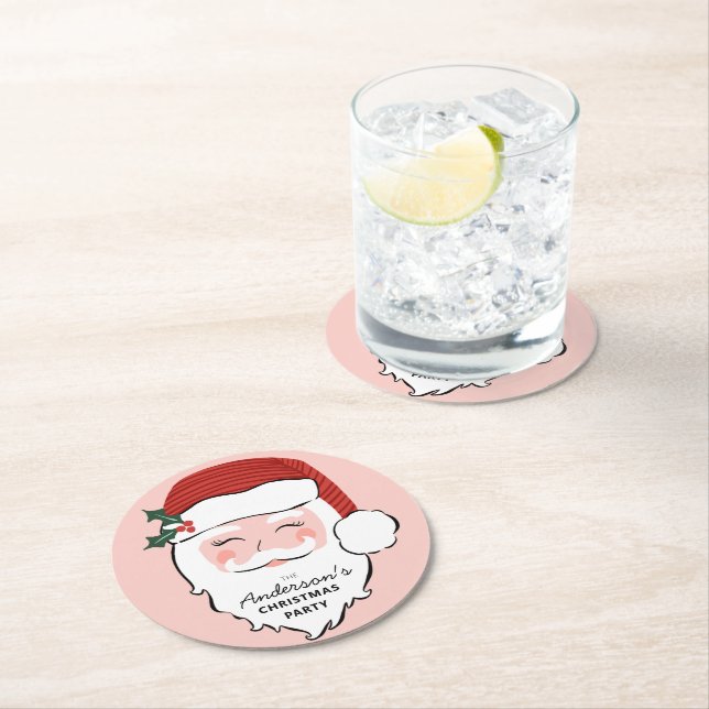 Dessous De Verre Rond Visage Père Noël joyeux | Noël (En situation)