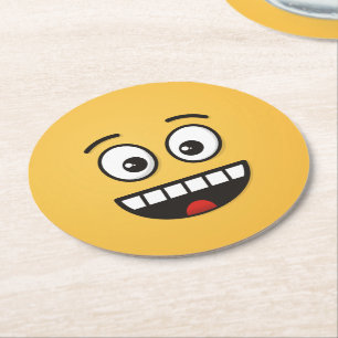 Dessous De Verre Rond Visage souriant avec bouche ouverte