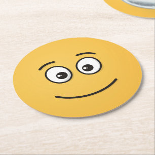 Dessous De Verre Rond Visage souriant avec yeux ouverts