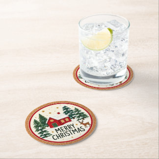 Dessous De Verre Rond Vœux de Noël festifs