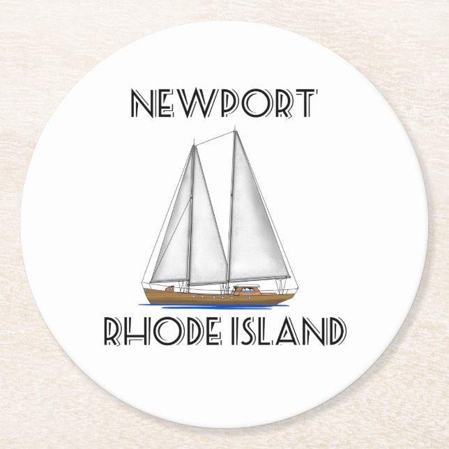 Dessous De Verre Rond Voile de Newport Rhode Island (Devant)