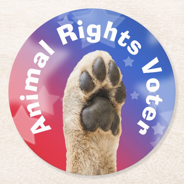 Dessous De Verre Rond Voter pour les droits des animaux (Devant)