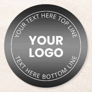 Dessous De Verre Rond Votre logo avec un dégradé noir et blanc modifiabl