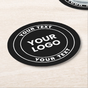 Dessous De Verre Rond Votre logo téléchargé + Texte circulaire gras