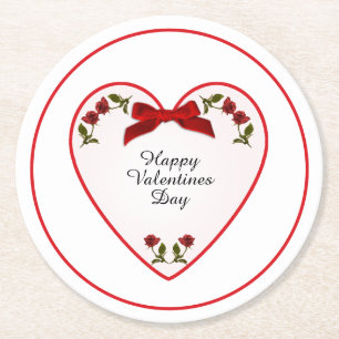 Dessous De Verre Rond Votre texte Jour des Valentines - Roses rouges Pho
