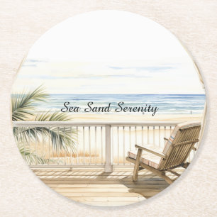 Dessous De Verre Rond Vue océanique plage sérénité