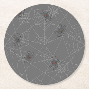Dessous De Verre Rond Web et citrouilles d'araignées d'Halloween